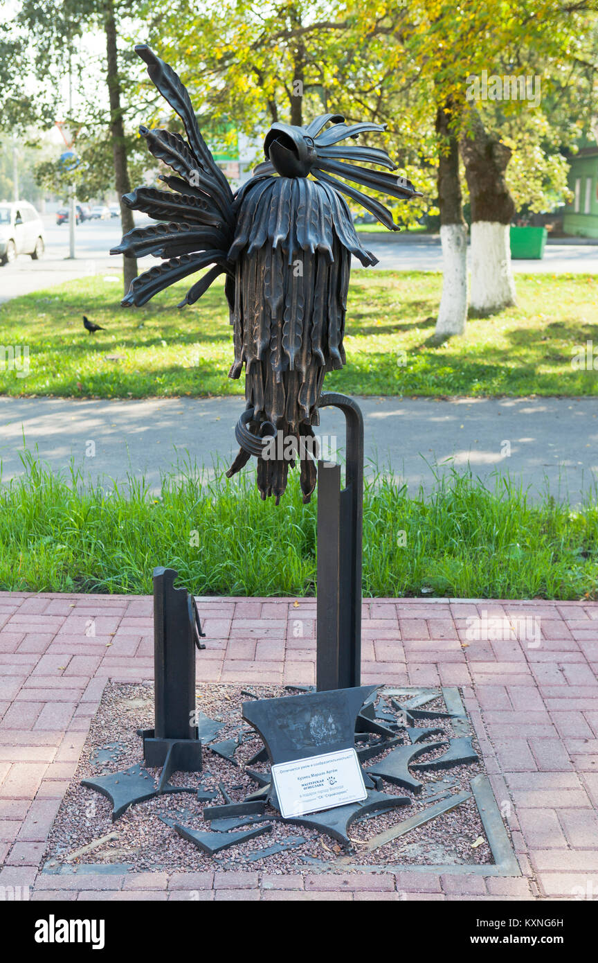 Vologda, Russia - September 11, 2014: Monument 'To the mind and intelligence - Bird Talker' in Vologda Stock Photo