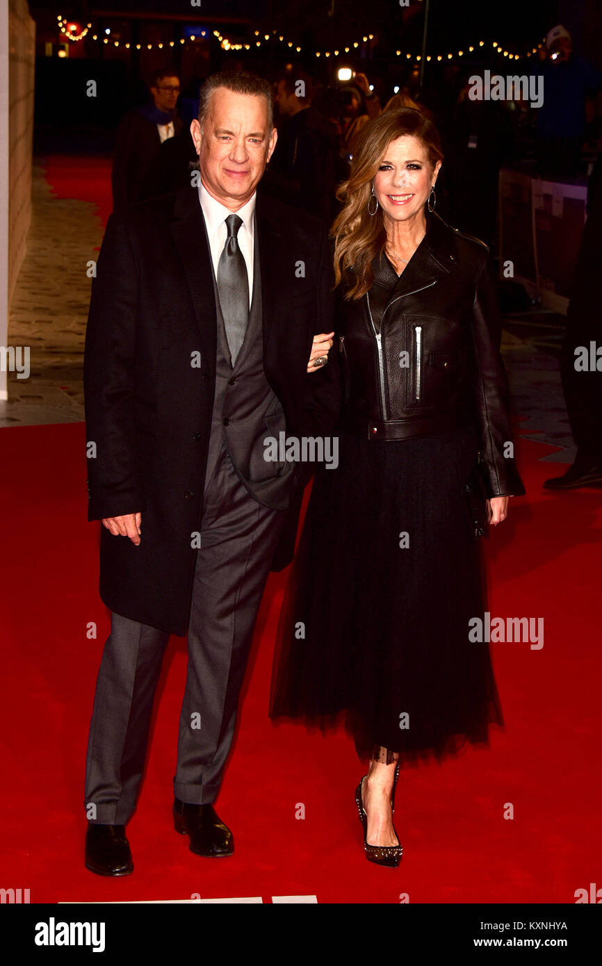 London, UK. 10th Jan, 2018. Rita Wilson ,Tom Hanks attending European Premiere of THE POST at the Odeon Leicester Square London Wednesday 10th January,2018 Credit: Peter Phillips/Alamy Live News Stock Photo
