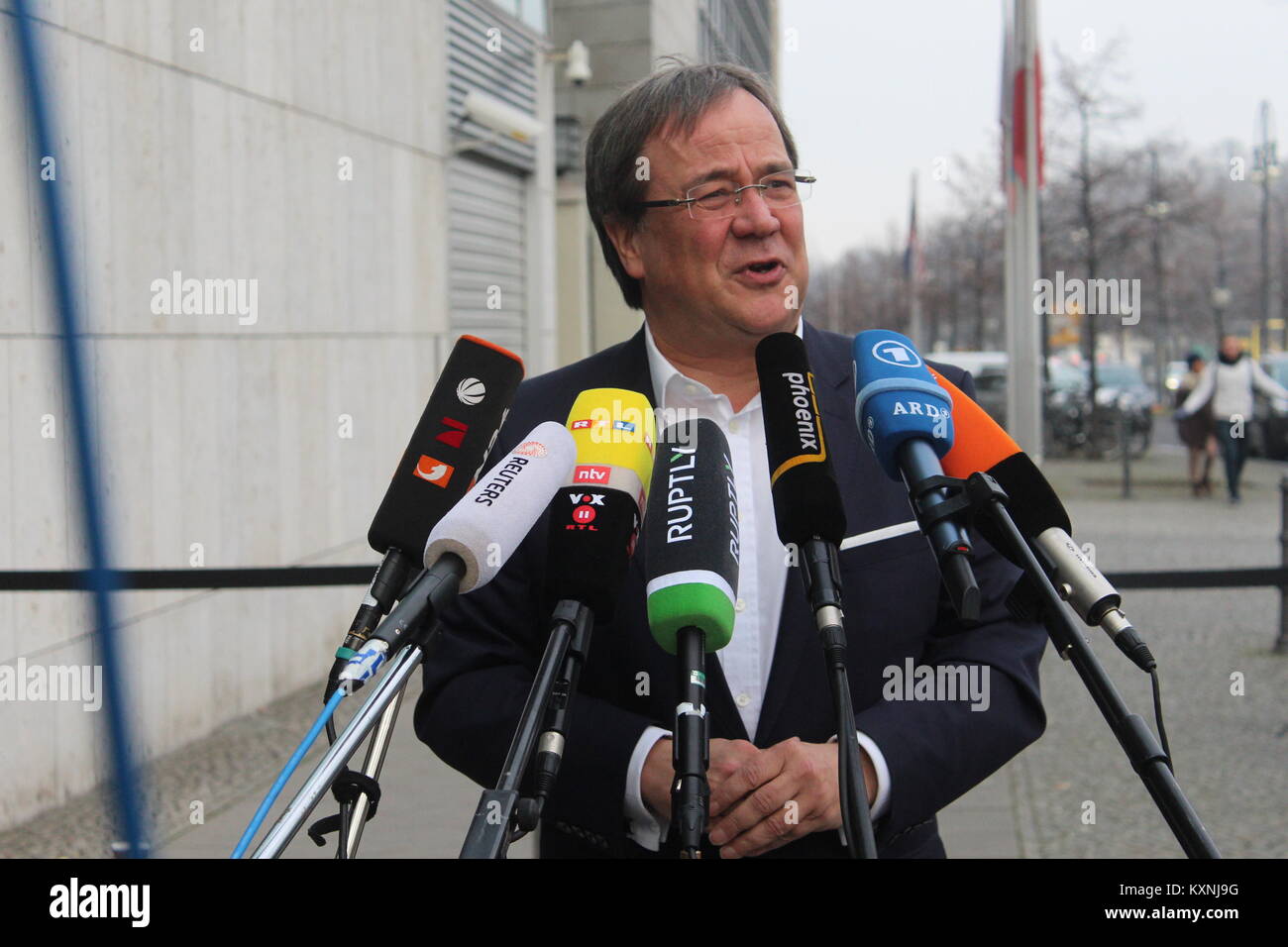 Berlin, Germany. January 10th, 2018. “Exploratory talk”, Sondierungsgespräch, Featuring: Armin Laschet, Where: Berlin /Germany, “Credit: Tahsin Ocak/Alamy Live News Stock Photo