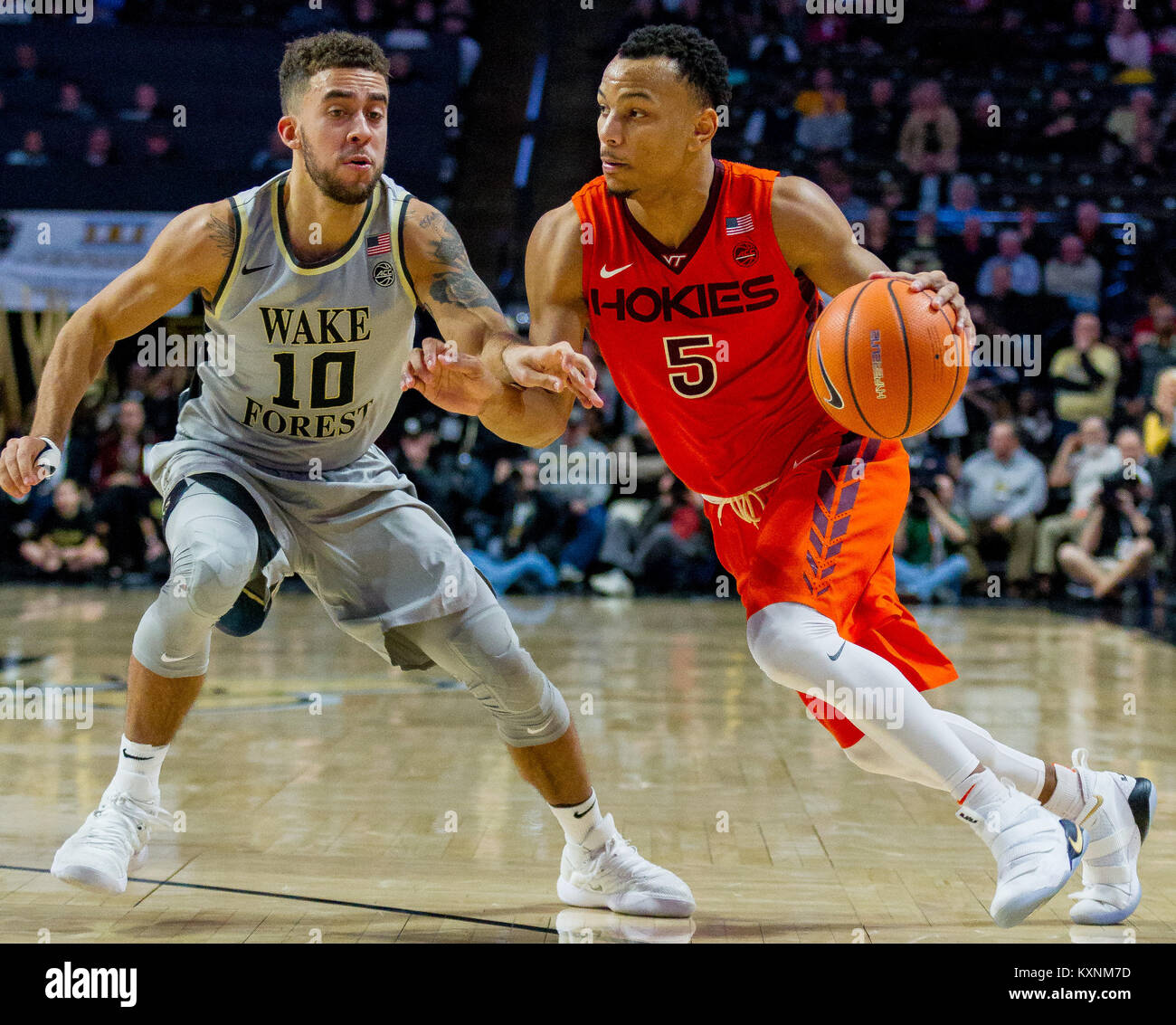 WinstonSalem, NC, USA. 10th Jan, 2018. Wake Forest Demon Deacons guard
