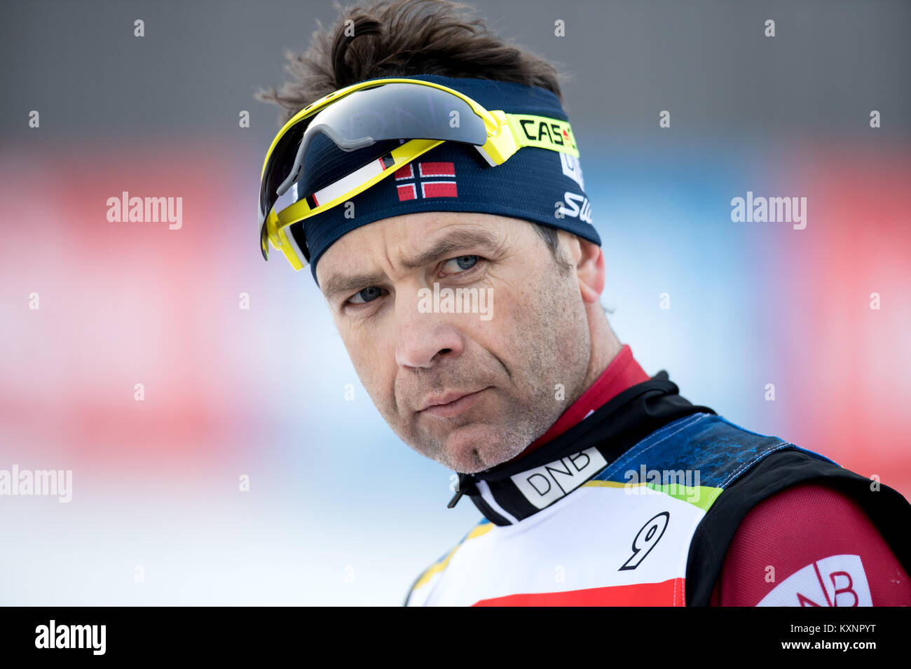 Ruhpolding, Germany. 11th Jan, 2018. Norwegian biathlete Ole Einar Bjoerndalen during a training session at the Chiemgau Arena in Ruhpolding, Germany, 11 January 2018. Credit: Sven Hoppe/dpa/Alamy Live News Stock Photo