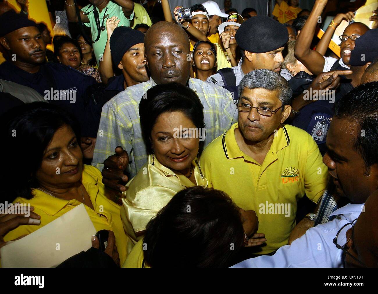 May 24, 2010 - Puerto Espa''“A, Trinidad & Tobago - May 24, 2010. Kamla Persad-Bissessar (c) is a politician and lawyer. She was elected Prime Minister of Trinidad and Tobago for the 2010 and 2015 period. Photo: Juan Carlos Hernandez Credit: Juan Carlos Hernandez/ZUMA Wire/Alamy Live News Stock Photo