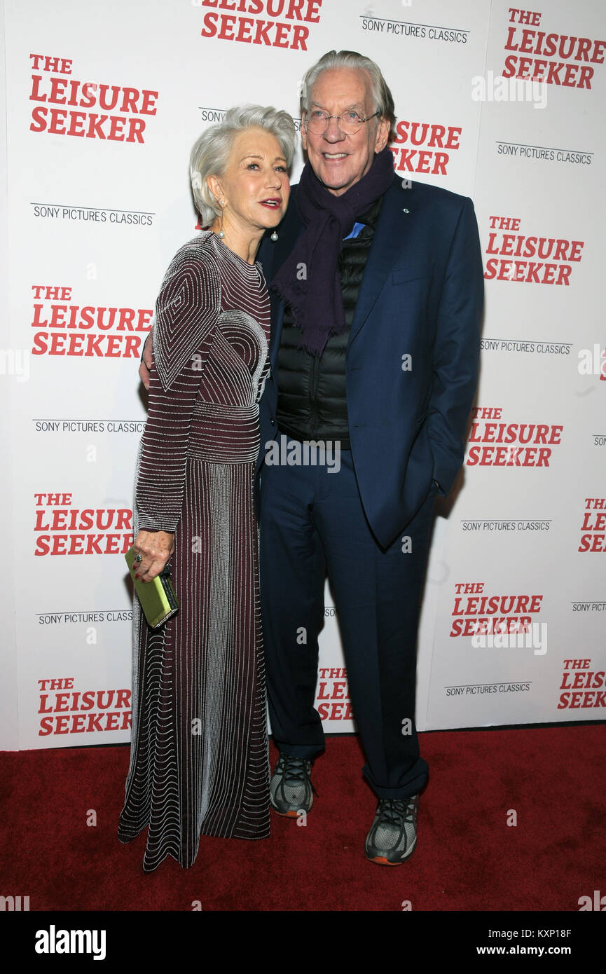 New York, NY, USA. 11th Jan, 2018. Helen Mirren and Donald Sutherland at The Leisure Seeker New York Screening at AMC Loews Lincoln Square in New York City on January 11, 2018. Credit: John Palmer/Media Punch/Alamy Live News Stock Photo