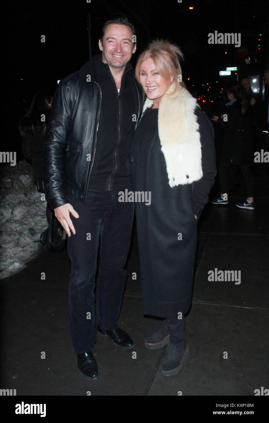 New York, NY, USA. 10th Jan, 2018. Hugh Jackman, Deborra-Lee Furness arriving at the IFC Films premiere of Freak Show at the Landmark Sunshine Cinema in New York City on January 10, 2018. Credit: Rw/Media Punch/Alamy Live News Stock Photo