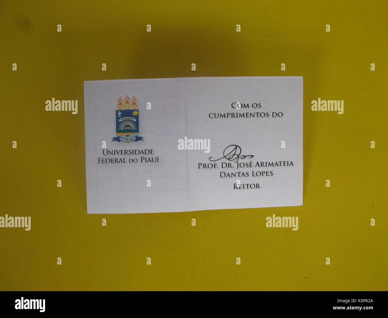 The image shows a business card of the rector of the Federal University ...