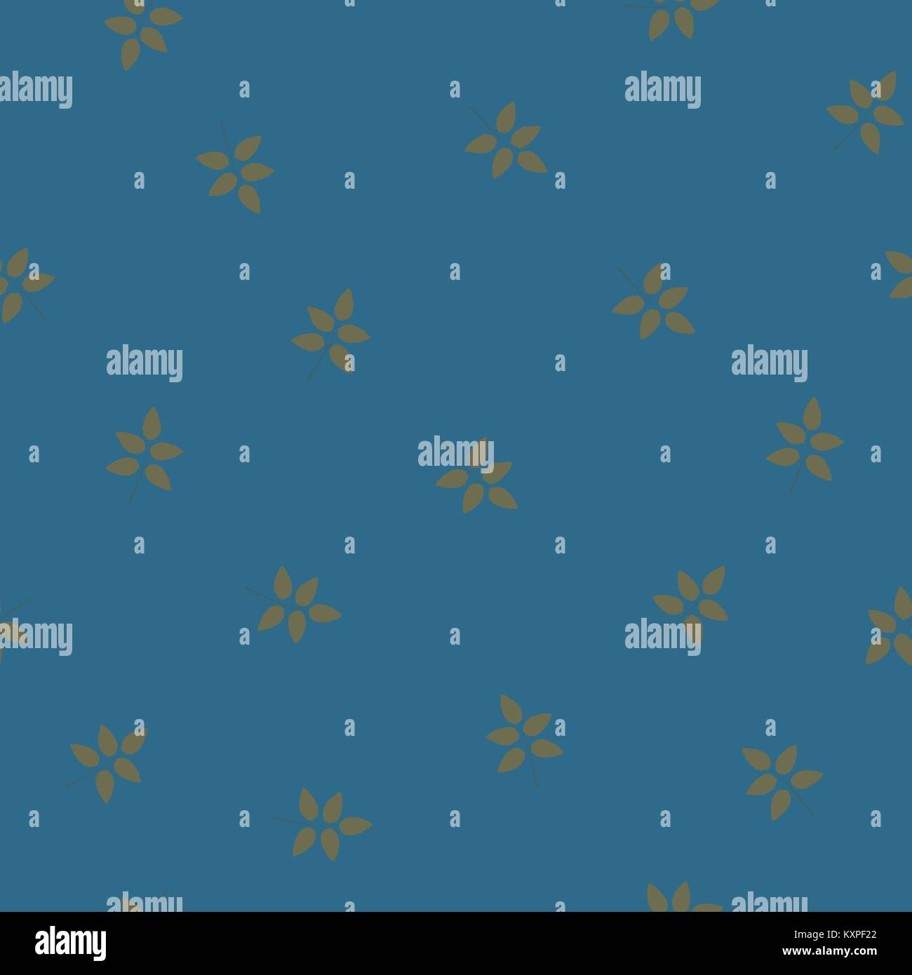 Seamless pattern with leaves on blue background. Vector Illustration ...