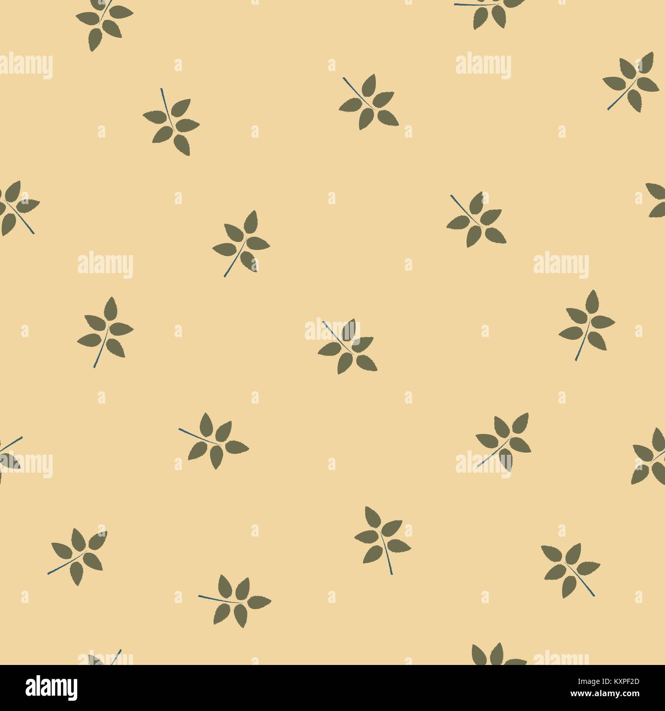 Seamless pattern with leaves on blue background. Vector Illustration ...