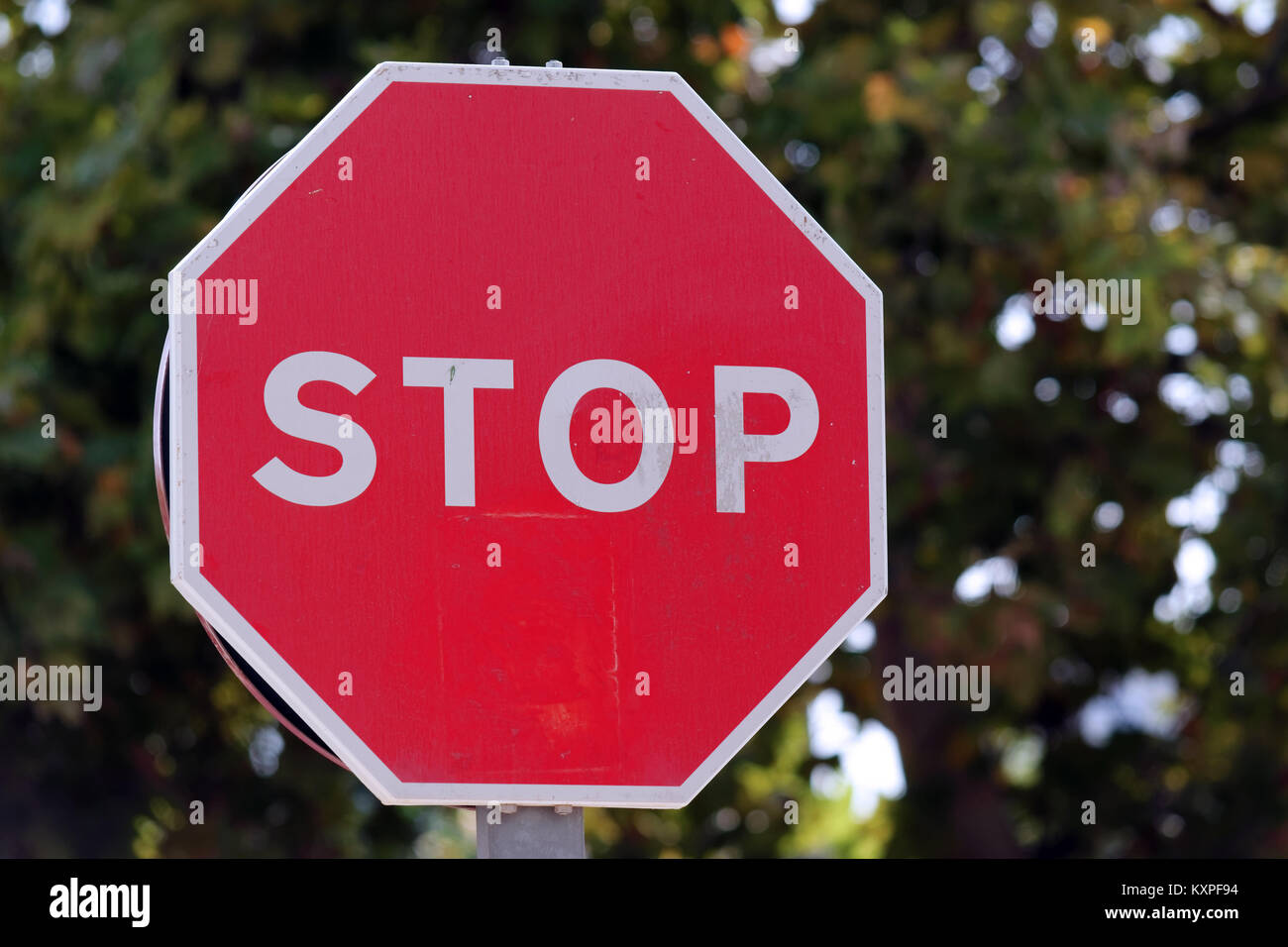 Red stop sign detail Stock Photo Alamy