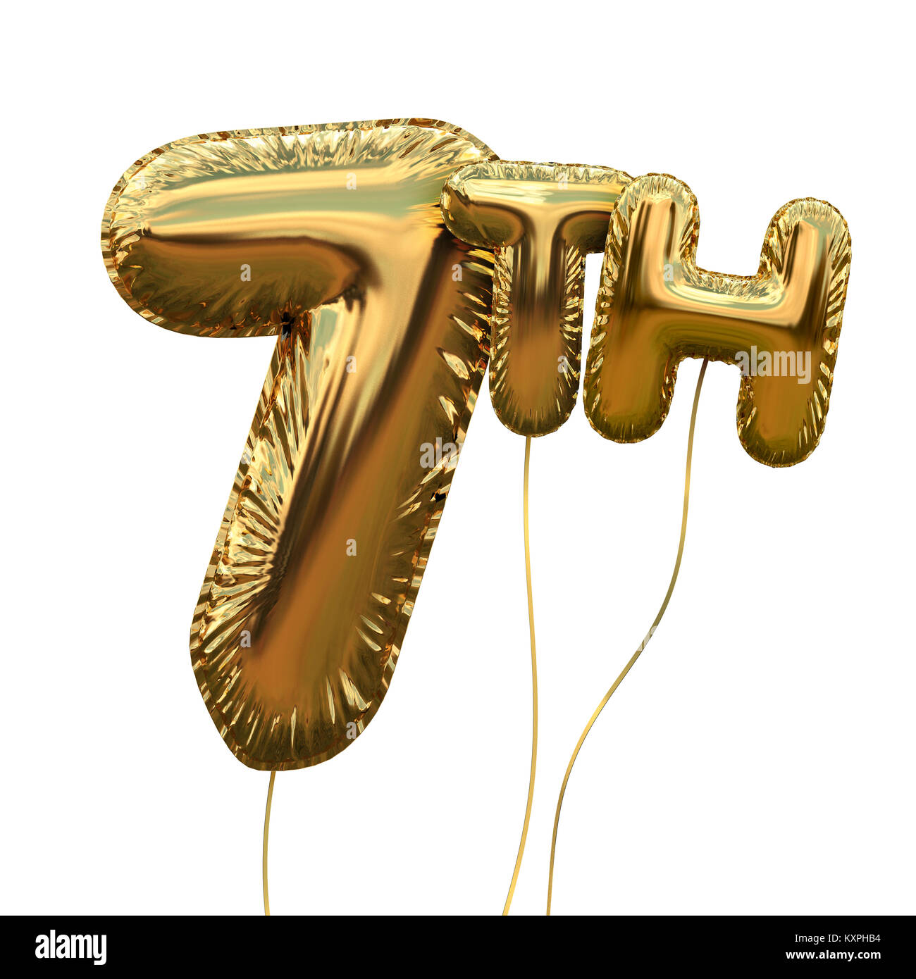 Gold number 7 foil birthday balloon isolated on white. Golden party  celebration. 3D Rendering Stock Photo - Alamy