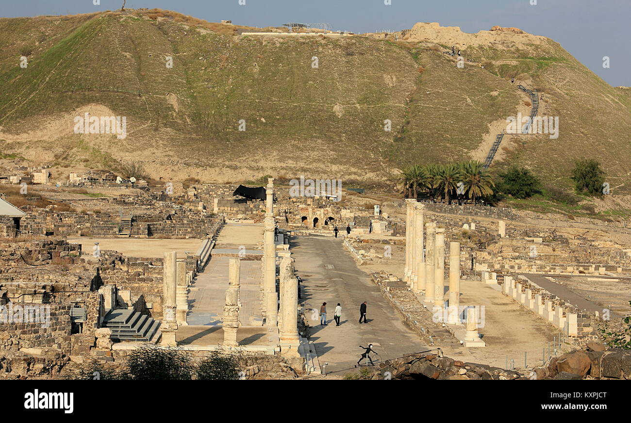 The ancient city of Beit She'an in the Jordan Valley, Israel Stock ...