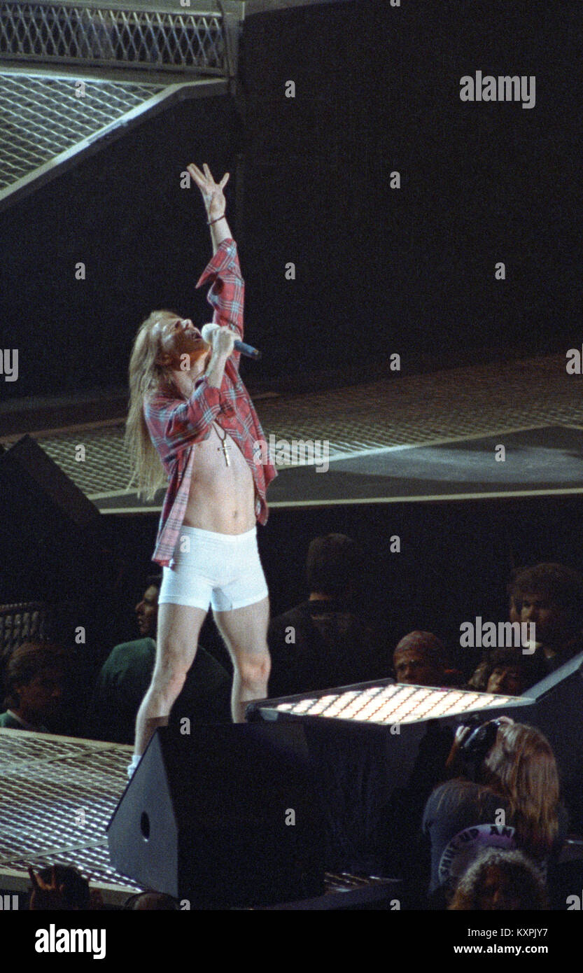 Guns and Roses frontman Axl Rose performing live during the USE YOUR