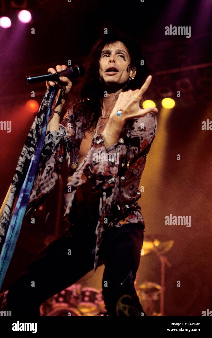 Aerosmith performing at The Sports Palace in Mexico City on January 25, 1994 during the 'Get a grip' world tour. ** NO MEXICO **  © RTAceves / MediaPunch Stock Photo