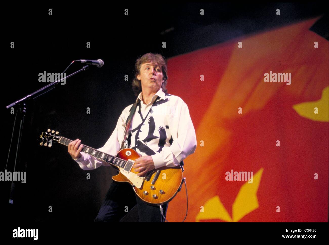 Paul McCartney performing in Mexico City during The New World Tour 