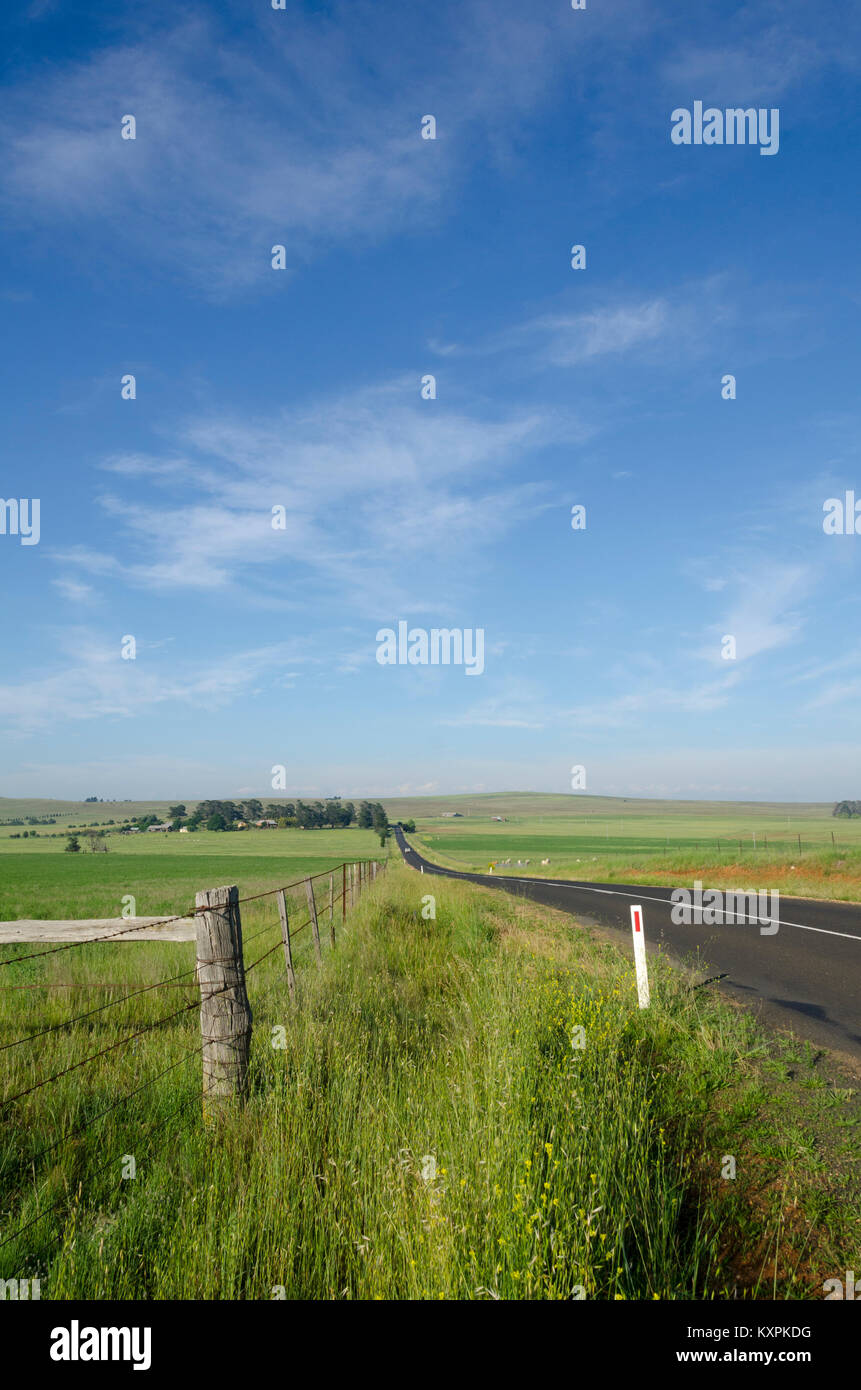 Road through countryside, Cooma, New South Wales, Australia Stock Photo Alamy