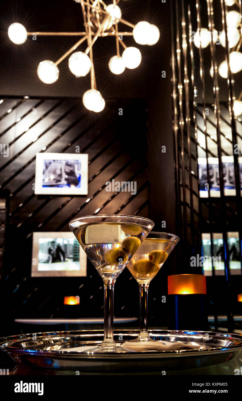 two martini cocktails in a contemporary bar setting Stock Photo