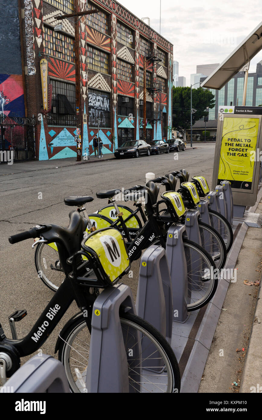 The Arts District Downtown Los Angeles, California, Metro Bike Share Stock Photo