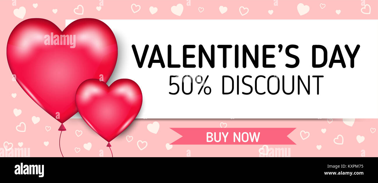 valentine's day with heart balloons for banner sale vector graphic Stock Photo