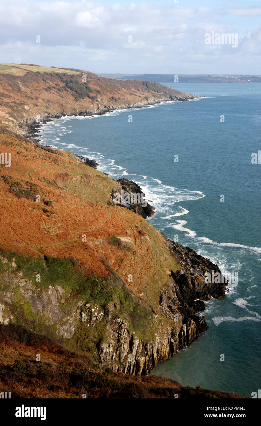 Lillery's Cove and Penlee Point from Rame Head, Cornwall, England, UK