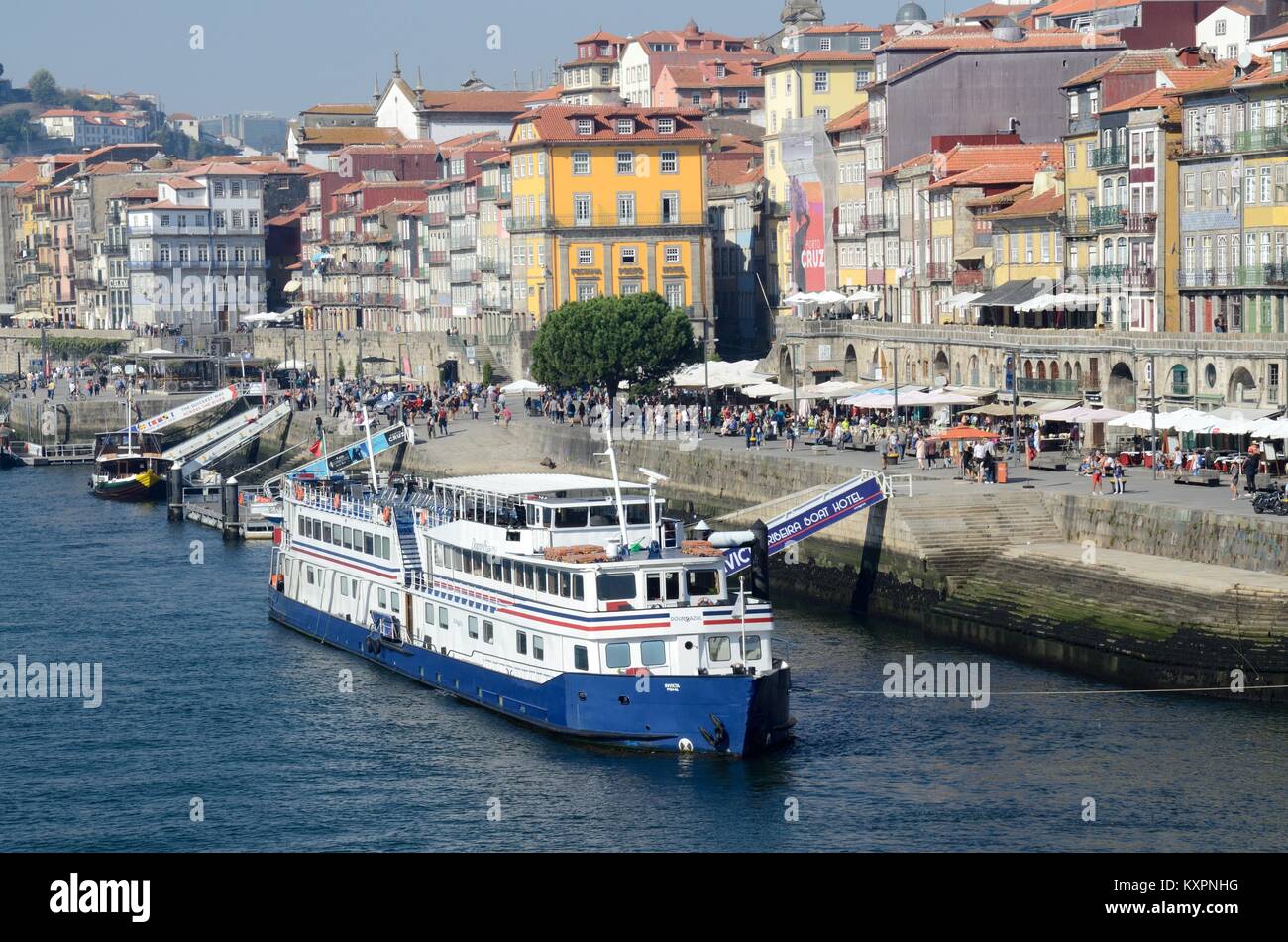 Floating Hotel On The Douro River Ribeira District Porto Portugal Stock floating-hotel-on-the-douro-river-ribeira-district-porto-portugal-stock