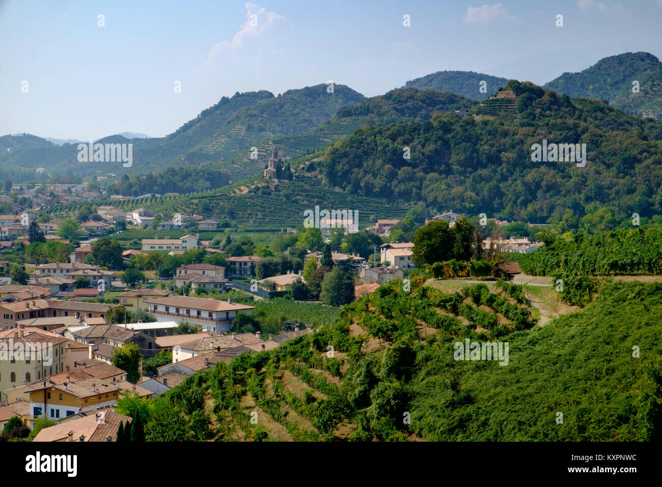 Prosecco wine making area, looking toward Col San Martino Stock Photo