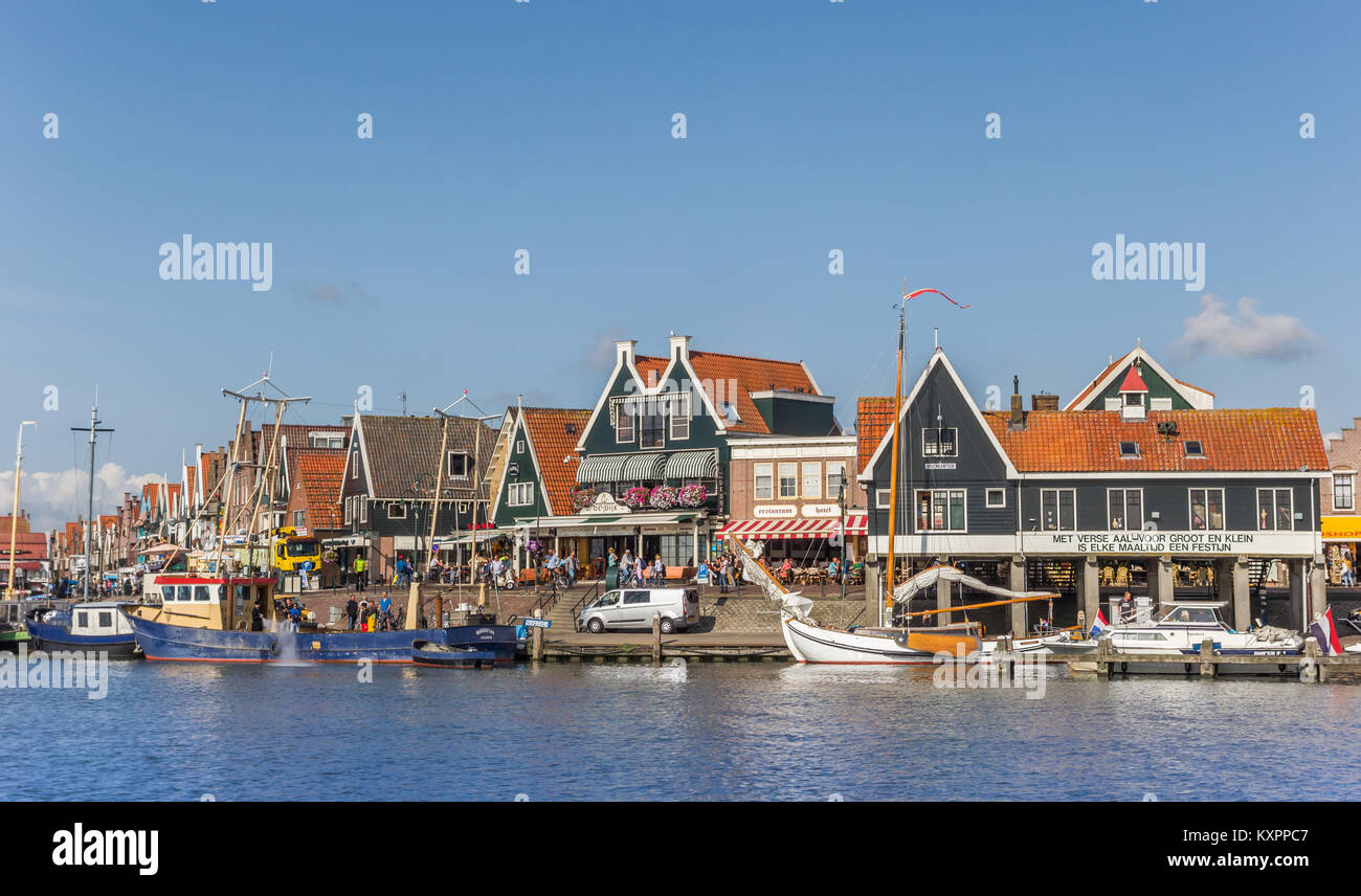 Boats at the quay of Volendam in the Netherlands Stock Photo