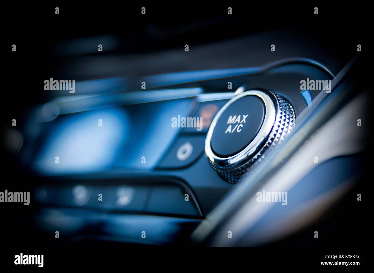 Air conditioning button inside a car. Cold, heat control concept Stock Photo