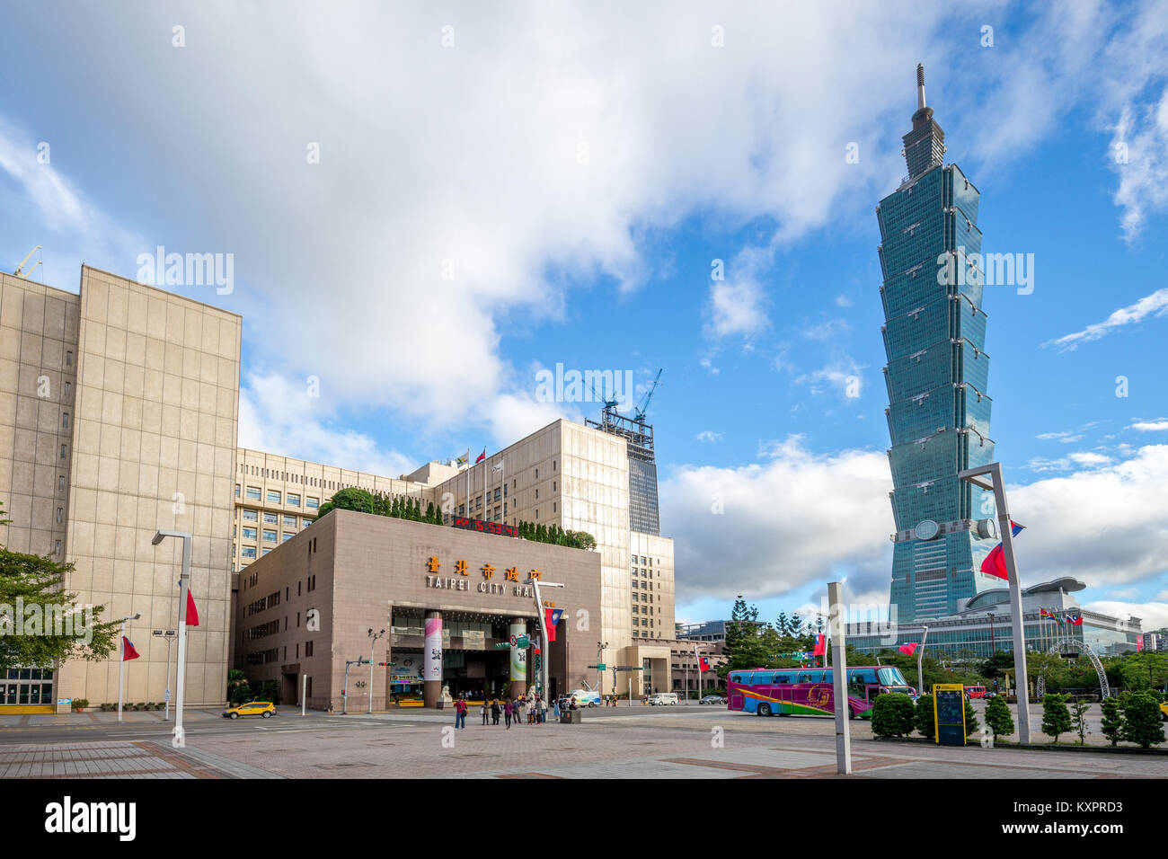 building of taipei city hall and the tower 101 Stock Photo