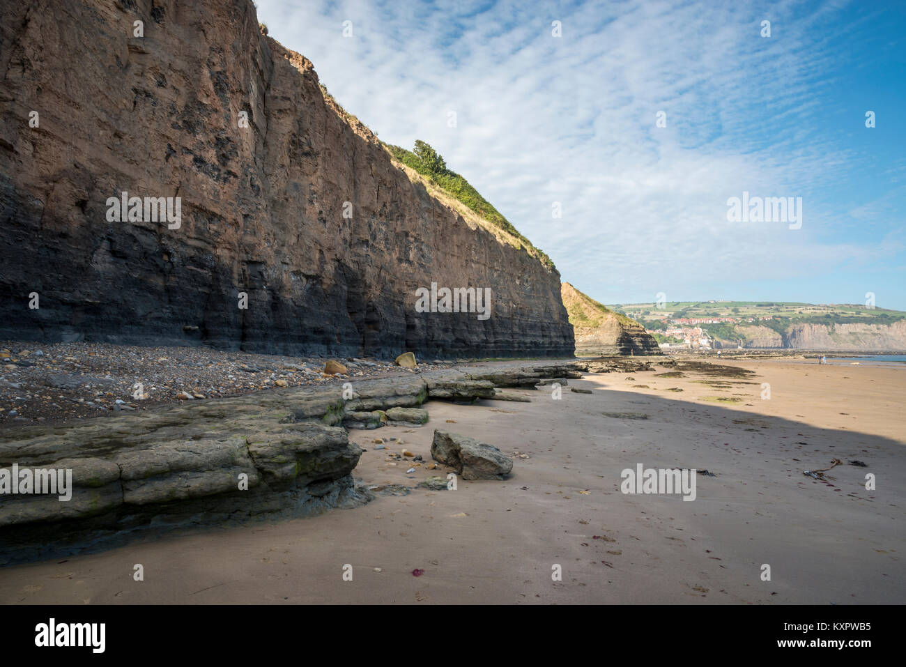 High Cliffs at Robin Hood's Bay, North Yorkshire, England. Stock Photo