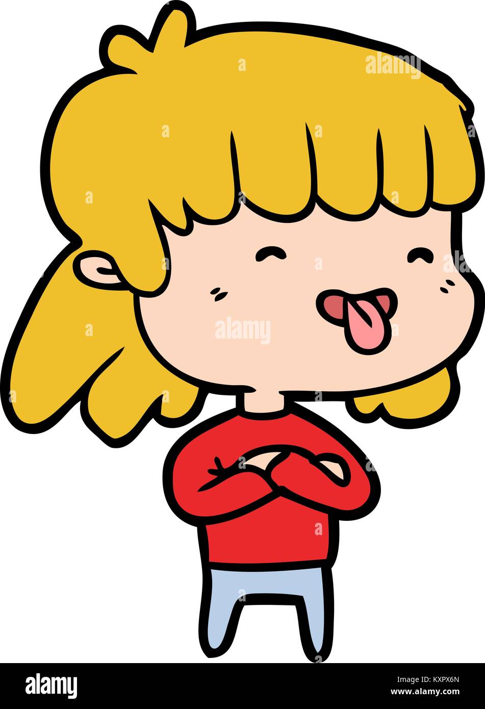 Girl Sticking Tongue Out Cartoon High Resolution Stock Photography and