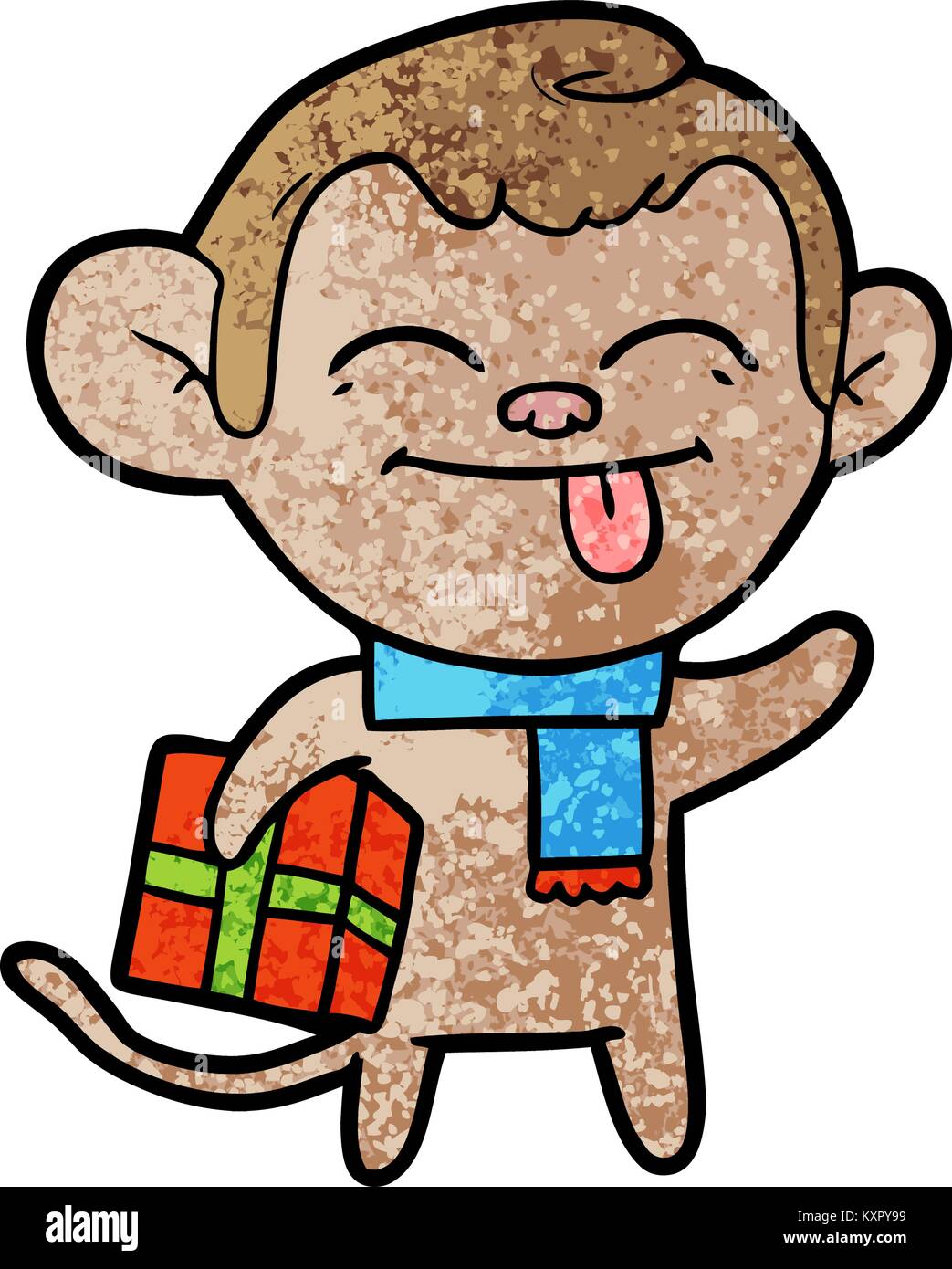 funny cartoon monkey with christmas present Stock Vector Image & Art ...