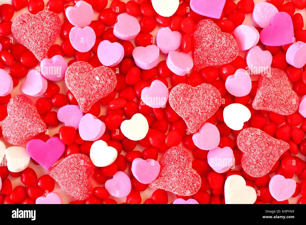 Full background of assorted Valentines Day sweets and candy Stock Photo
