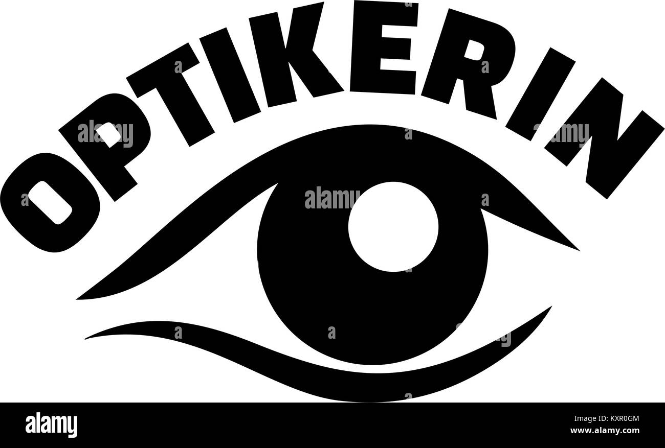Eye closeup with german female job title for optician Stock Vector