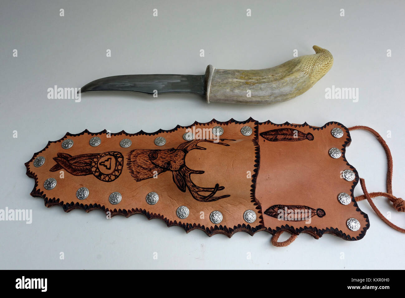 A knife made by Mi'Kmaq aboriginals in Canada Stock Photo