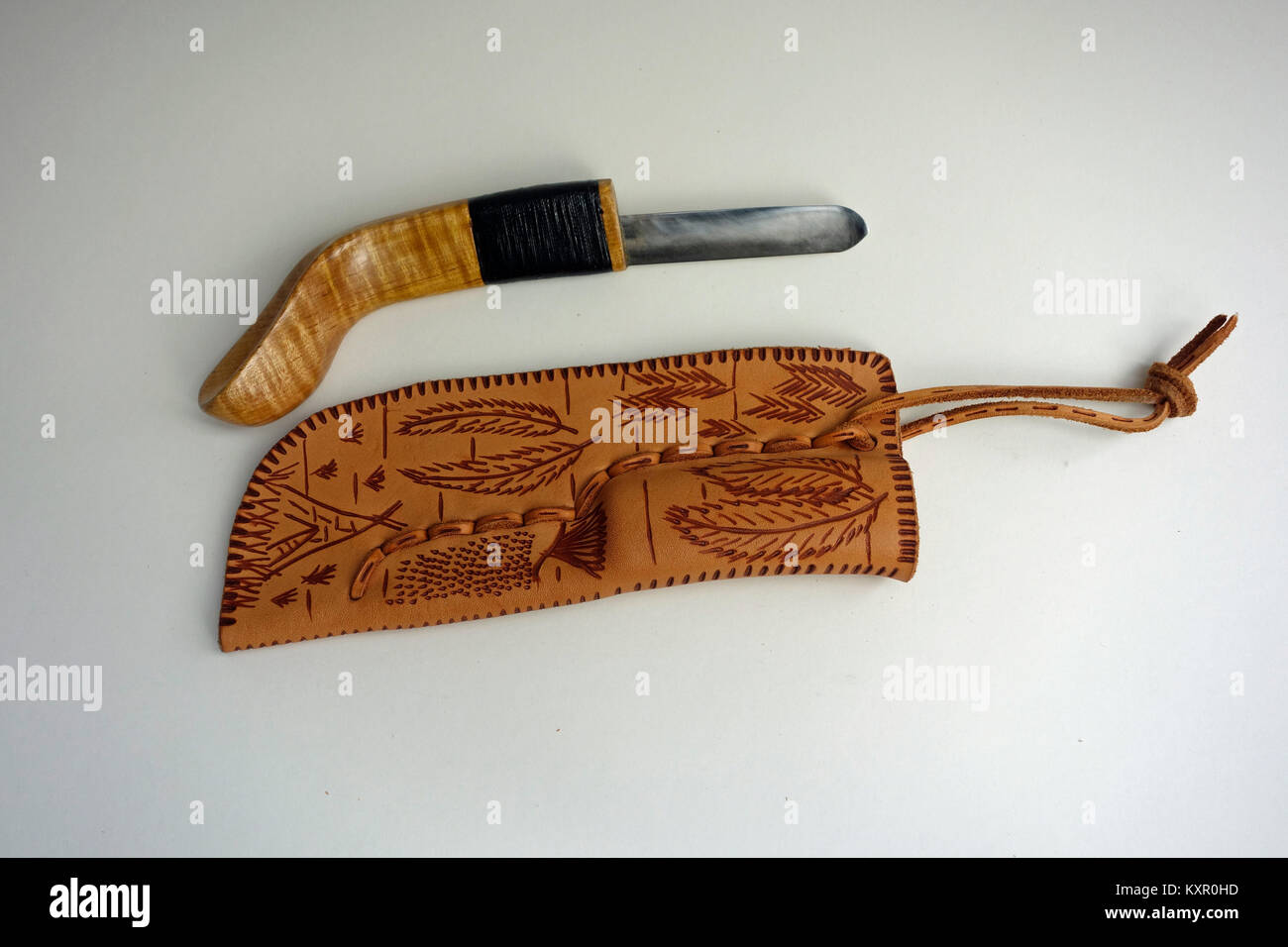 A crooked knife made by Mi'Kmaq aboriginals in Canada Stock Photo