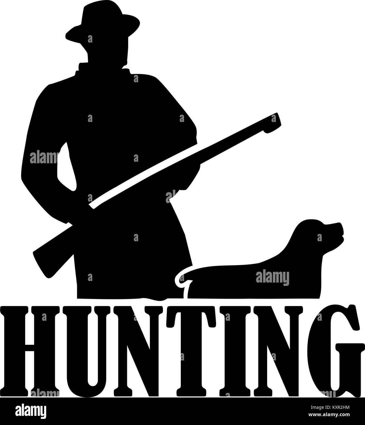 Silhouette of a hunter with hunting rifle and dog Stock Vector Image ...