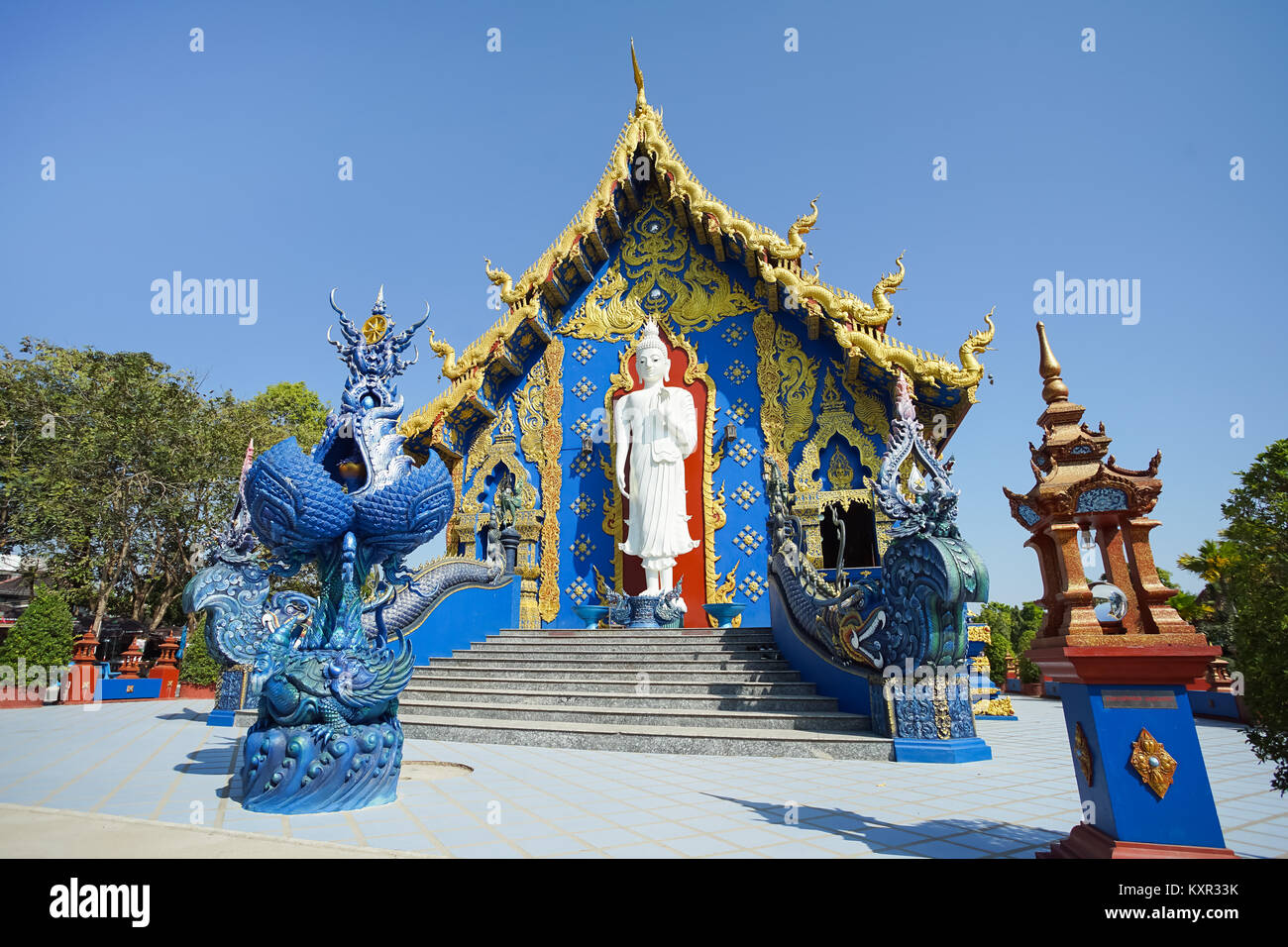 CHIANG RAI, THAILAND - December 20, 2017: Very beautiful sculpture in the Wat Rong Sua Ten or Rong Sua Ten temple. This place is the popular attractio Stock Photo