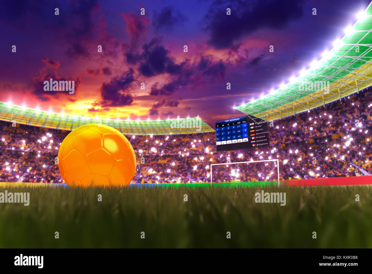 Football Rendering 3D rendering of footballs in the year 2014 in a football stadium Stock ...