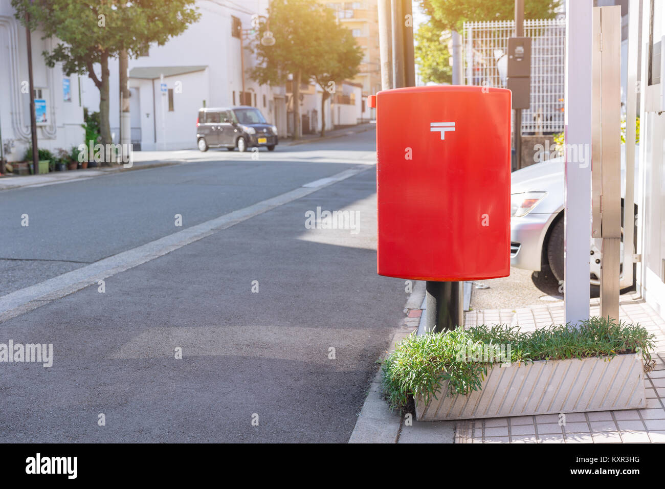Japanese Mail Box at City street Stock Photo