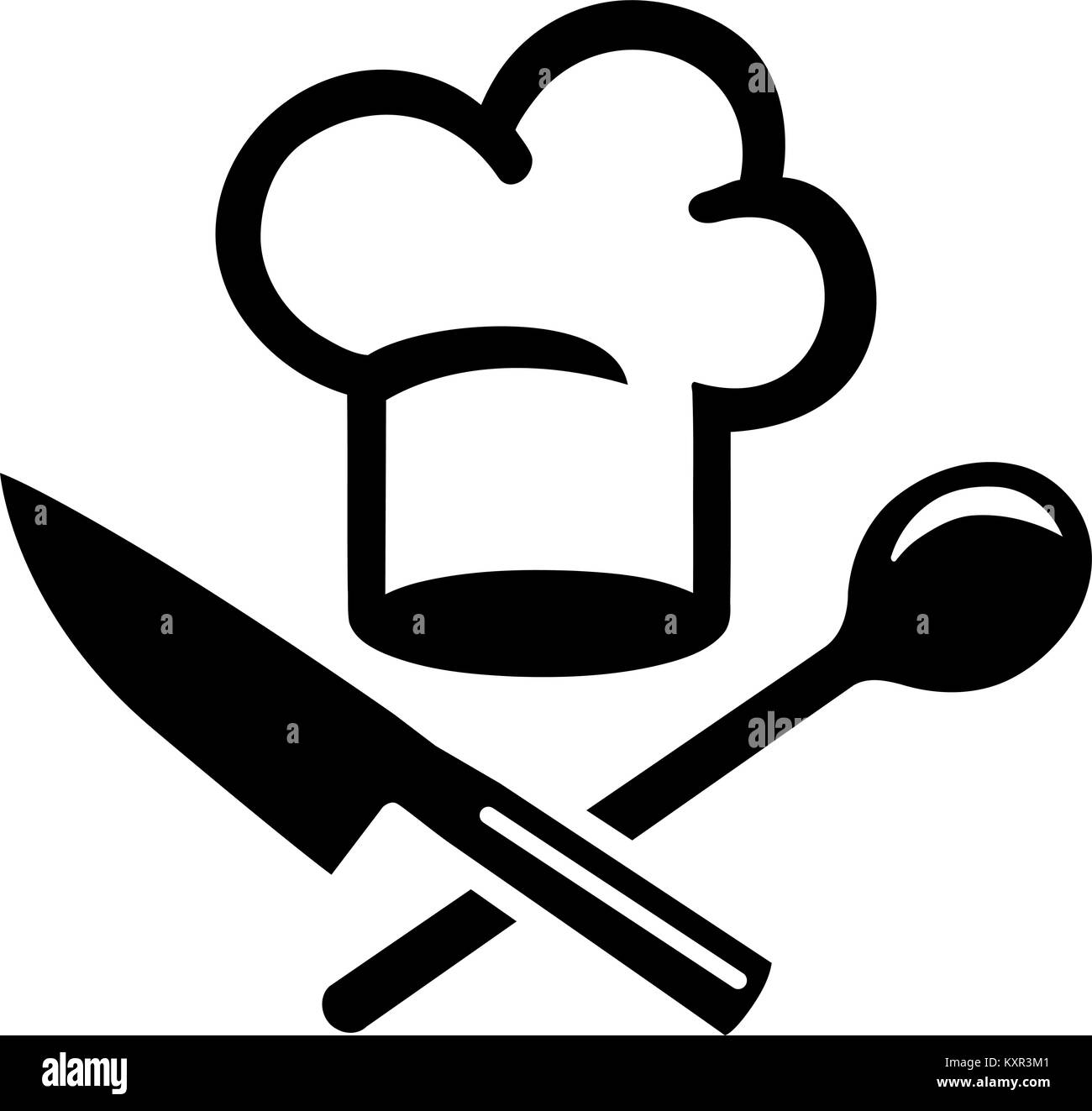 culinary icon - chef hat with crossed fork and spoon... Chefs hat with crossed cutlery Stock Vector Image & Art - Alamy