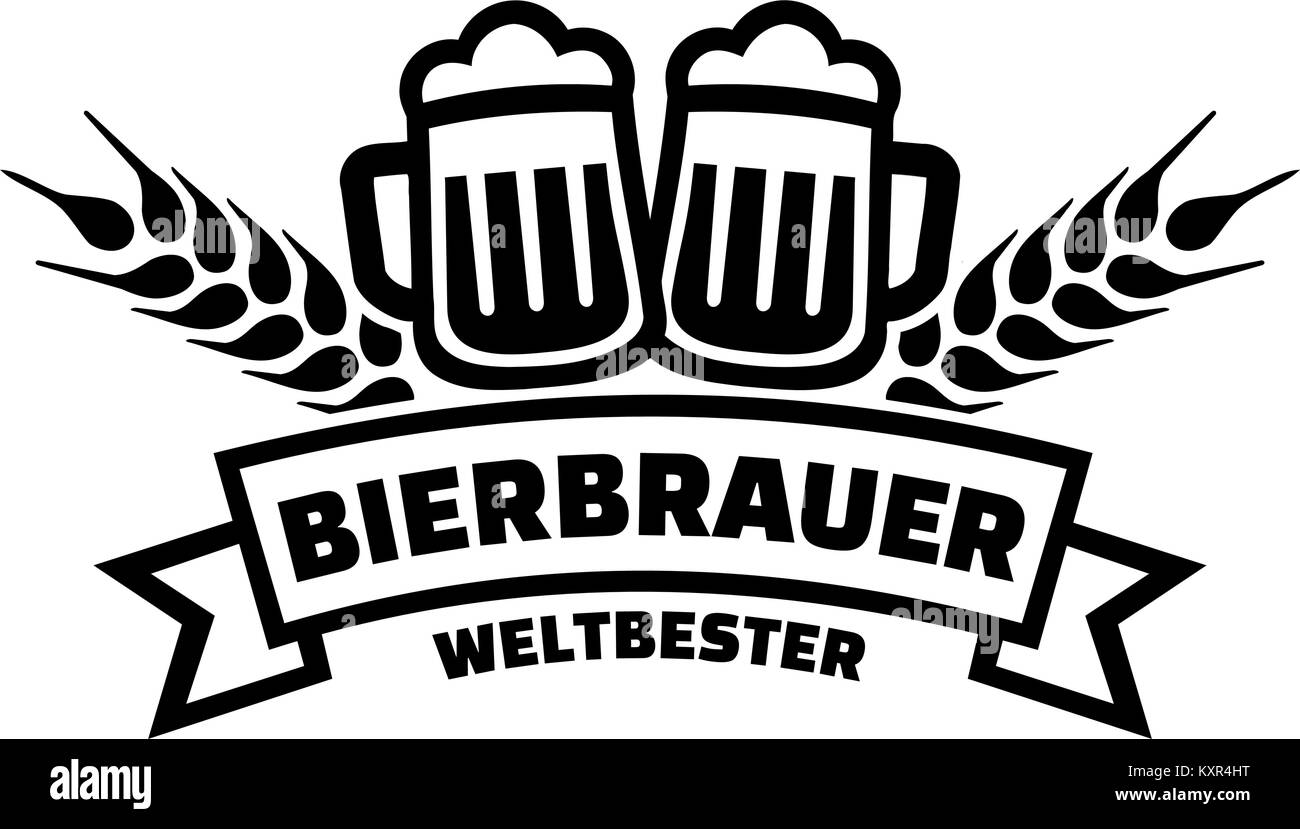 Worlds best Brewer with mugs and wheat - german Stock Vector