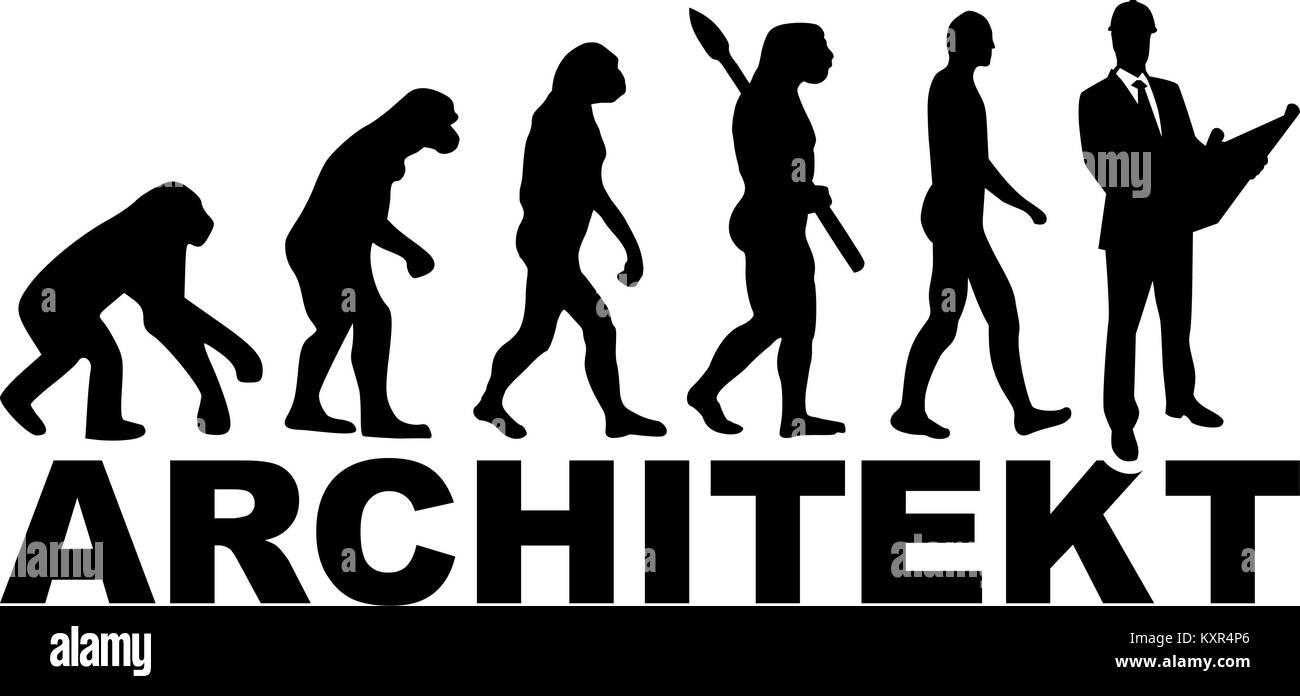 Architect evolution with german job title Stock Vector