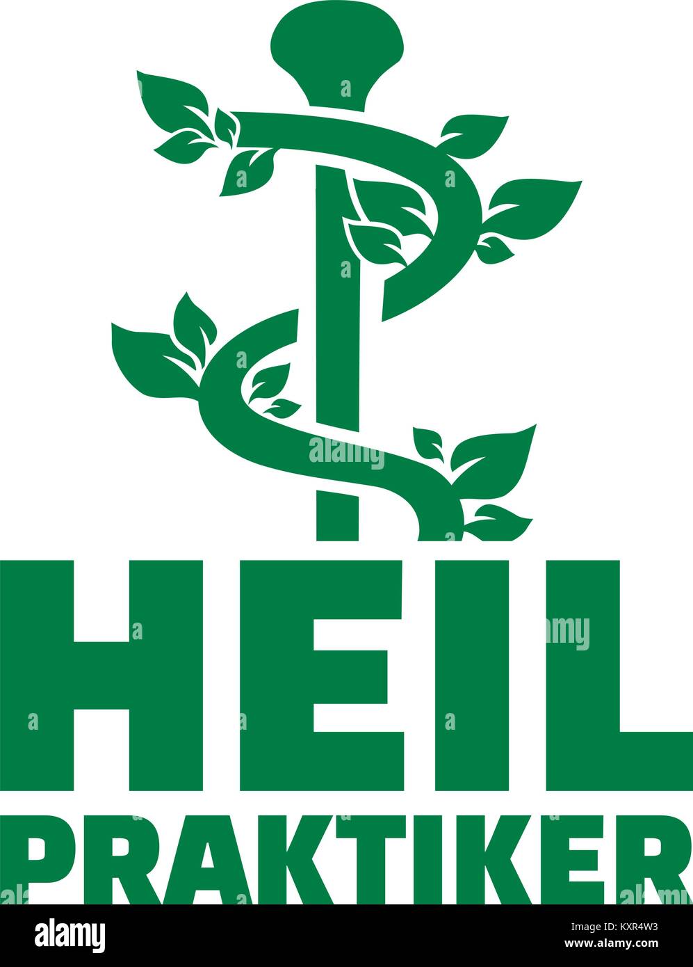 Alternative Practitioner german job title with caduceus Stock Vector