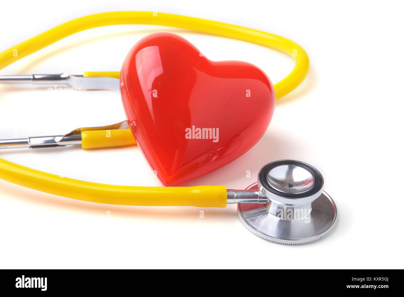 Red heart and a stethoscope on white background Stock Photo - Alamy