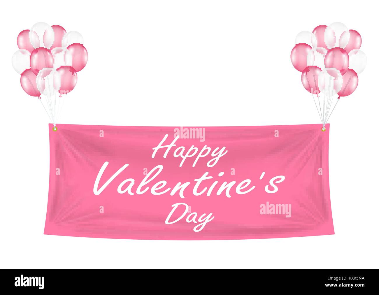 happy valentine's day pink banner with balloons Stock Vector Image ...