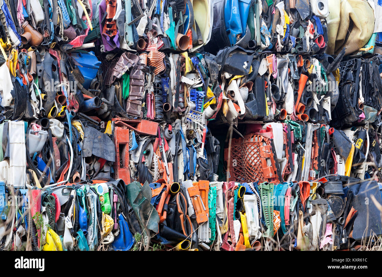 heap of plastic waste on recycling site in the netherlands Stock Photo