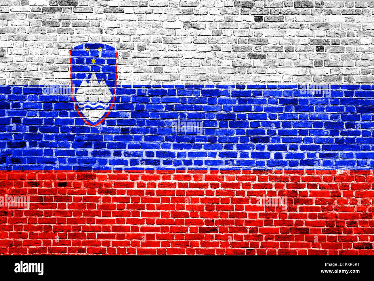 Flag of Slovenia painted on brick wall Stock Photo - Alamy