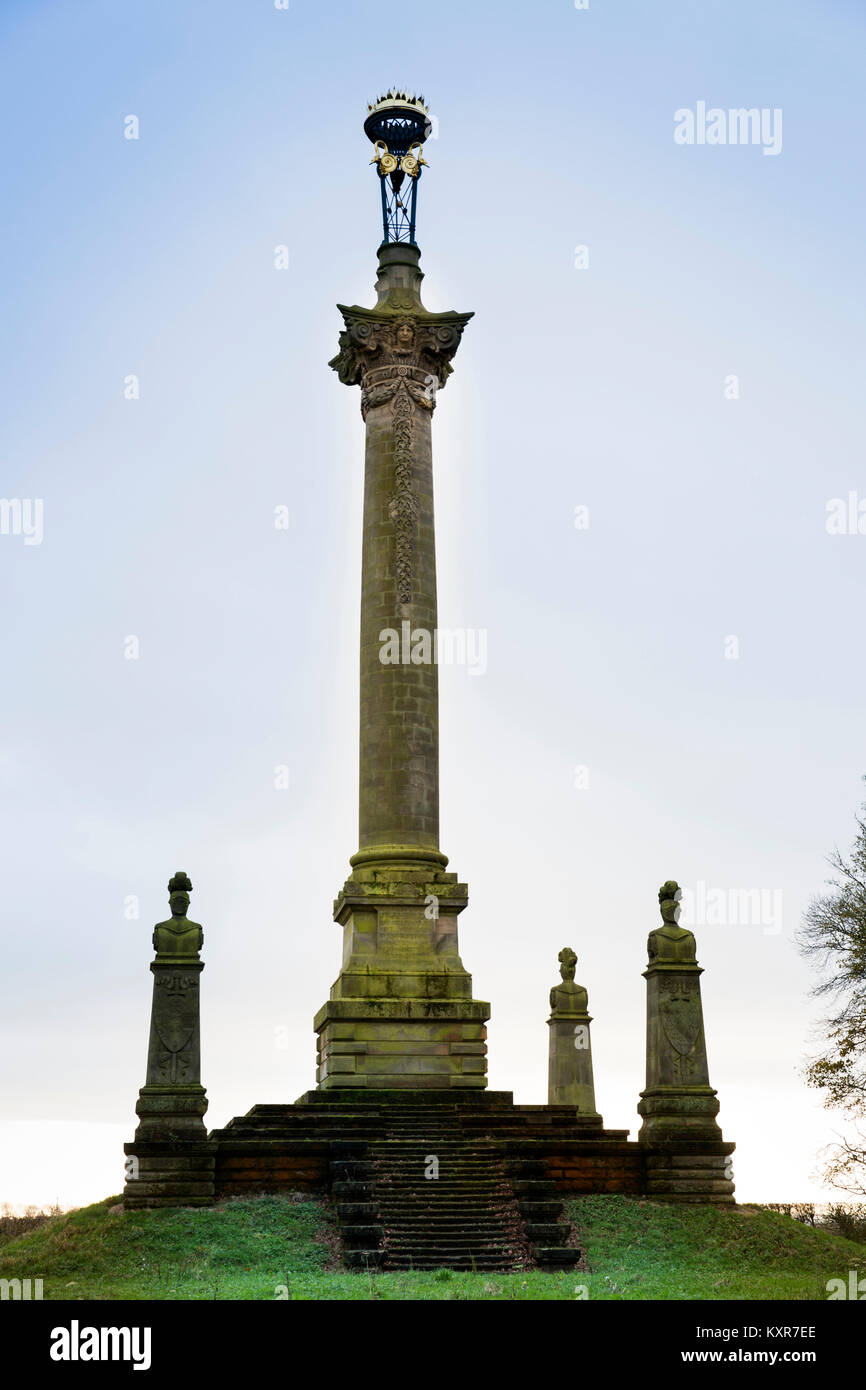 UK, England, Yorkshire, Welburn, Castle Howard Estate, 1870 Memorial column to 7th Earl Carlisle Stock Photo
