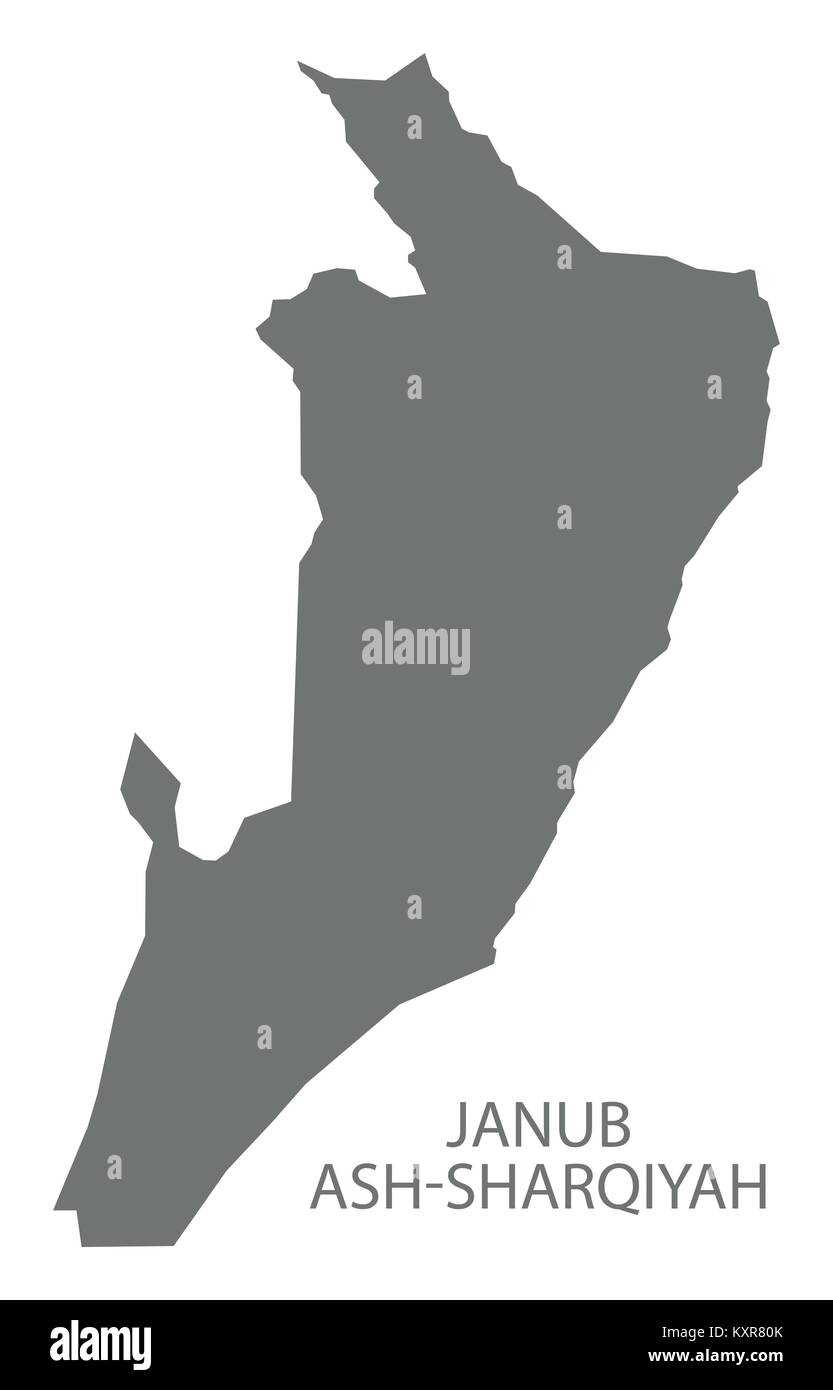 Janub Ash-Sharqiyah map of Oman grey illustration silhouette shape Stock Vector