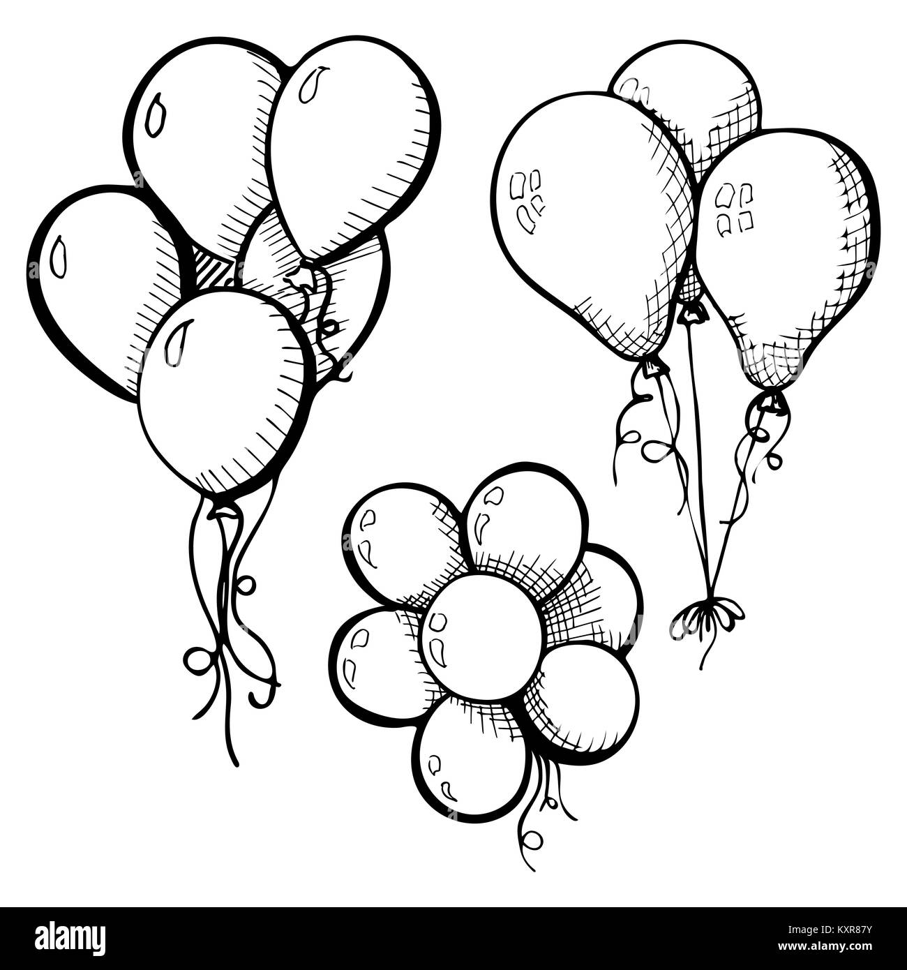 Group Different Colored Balloons On Strings Stock Vector (Royalty Free)  2861624