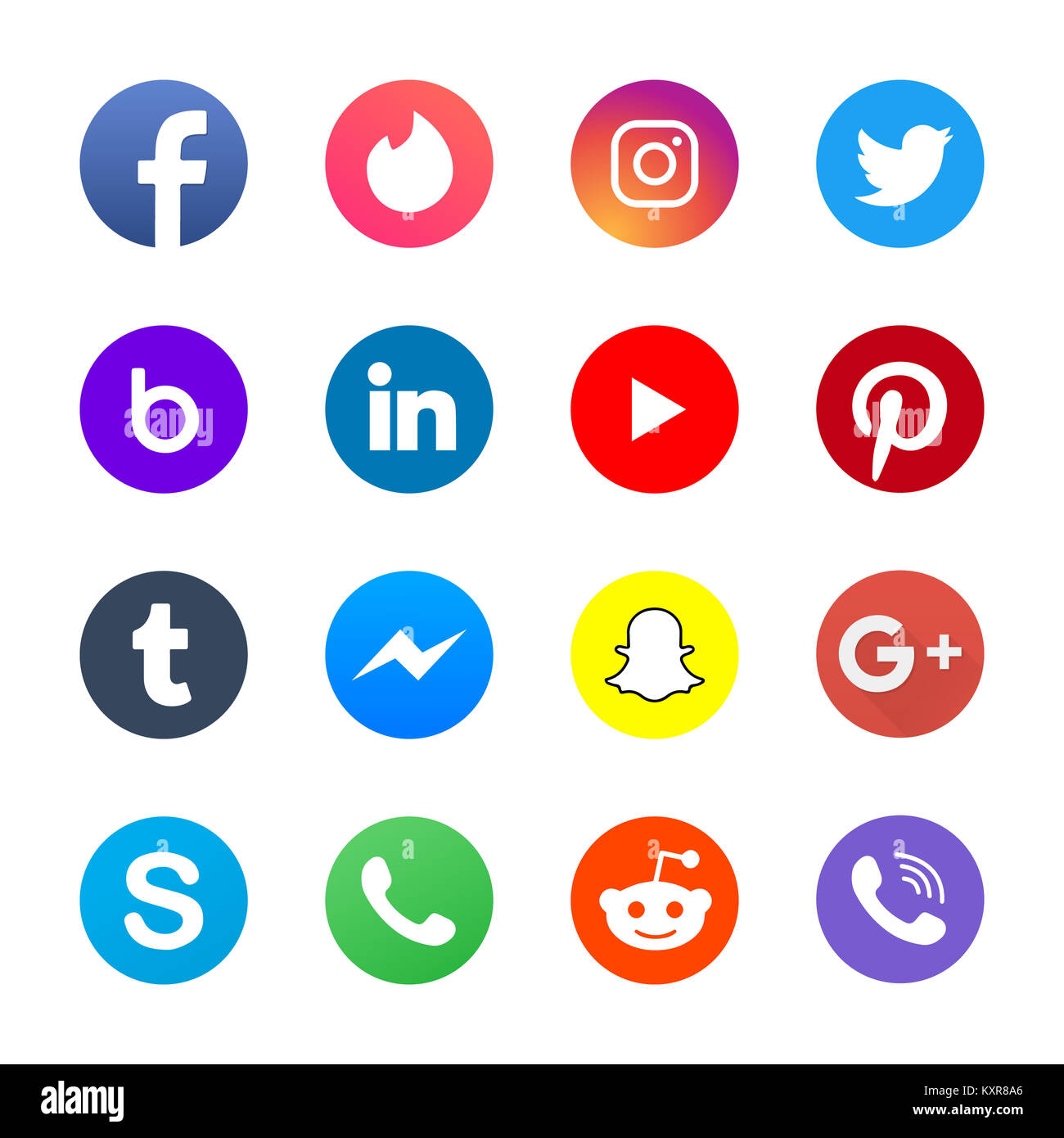 UKRAINE - CHERKASY JANUARY 08, 2017 Social media apps icons. Popular network applications for communication, dating, business Stock Photo